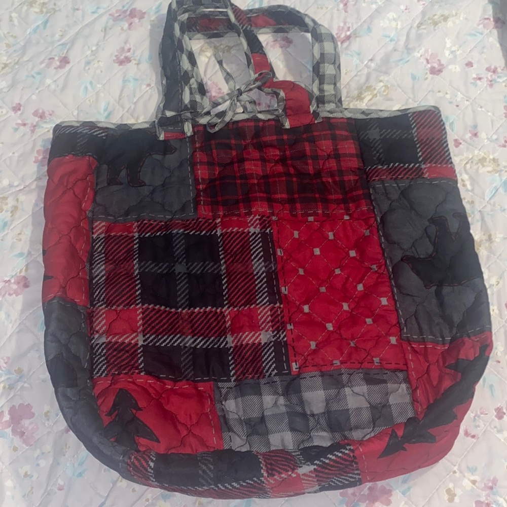 Red, black and gray bag